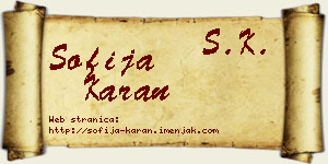 Sofija Karan vizit kartica
